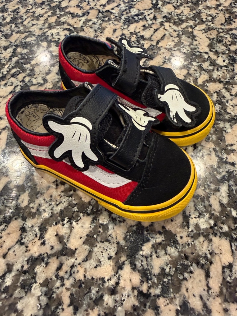 Vans Kids Black, Red & Yellow Mickey Glove Strap Sneakers